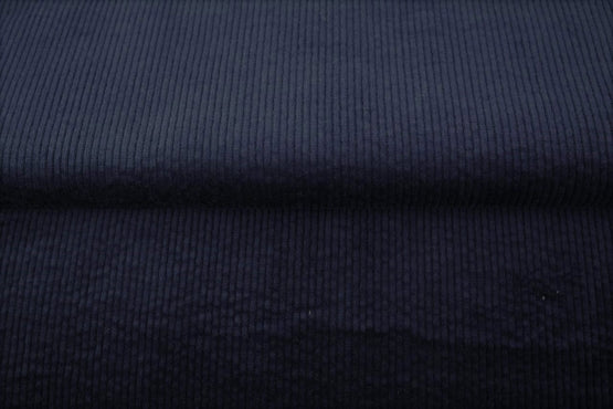 Coupon de 47cm de Velours grosses côtes lavé - bleu marine - 97% coton et 3% élasthanne - Oeko-tex (Prix pour le coupon)