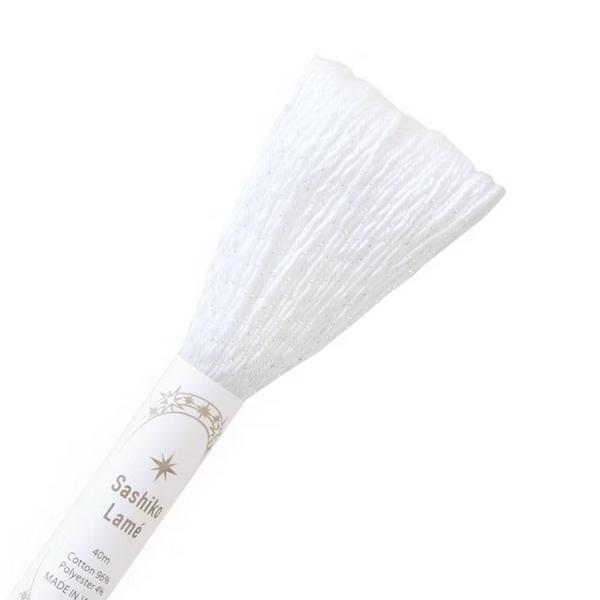 Fil sashiko lamé de marque Olympus - blanc brillant SL11 - 40m (prix à la pièce)