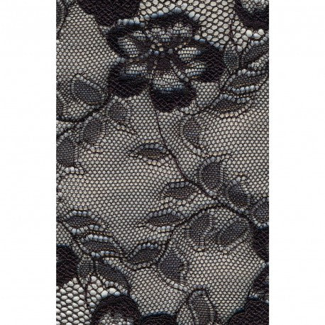 Dentelle extensible pour lingerie "fleurs" noir - largeur 22cm ( prix par 50cm)