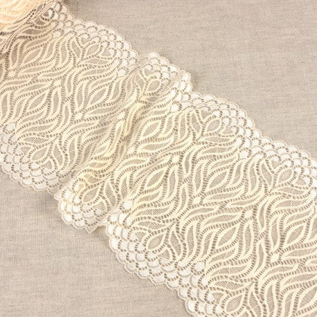 Dentelle extensible pour lingerie "flamme" écru - largeur 20cm ( prix par 50cm)