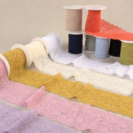 Dentelle élastique "Ode fleurie" - 10cm ( prix pour un mètre)