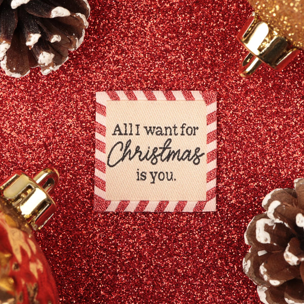Etiquette tissée à coudre Bohin -  "All I want for christmas is you" (prix à l'unité)
