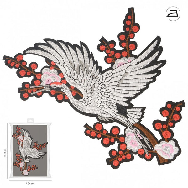 Patch thermocollant grue japonaise - 26X24cm