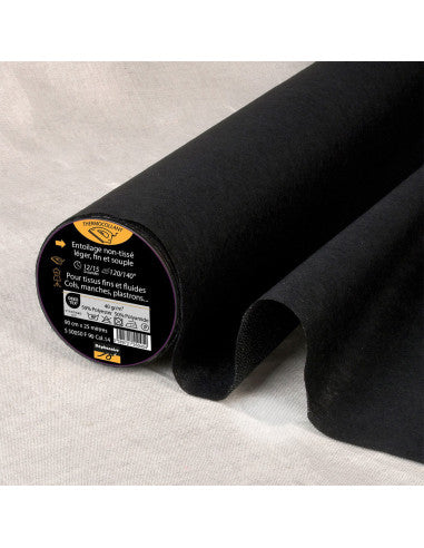 Entoilage - Non Tissé Léger Noir 40g/m2 (équivalent H180) - (prix au mètre)