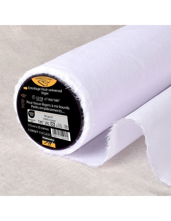 Entoilage tissé thermocollant universel léger - équivalent G700 (prix au mètre)