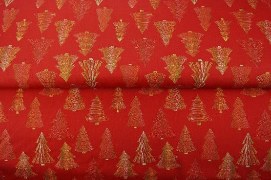 Popeline "Mon beau sapin rouge" certifié oeko-tex - 100% coton (prix pour 10cm)