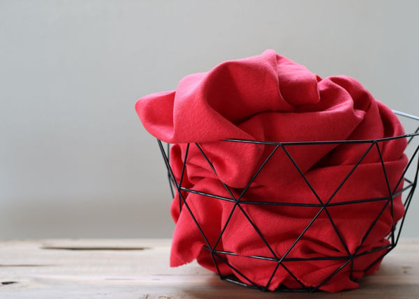 Coupon de 40cm de Jersey flamé interlock Mind the maker - certifié GOTS - rouge lipstick