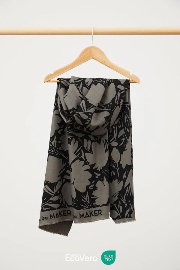 Crêpe de viscose "Flora shade calm grey" Eco-Vero de Mind the Maker (prix pour 10cm)