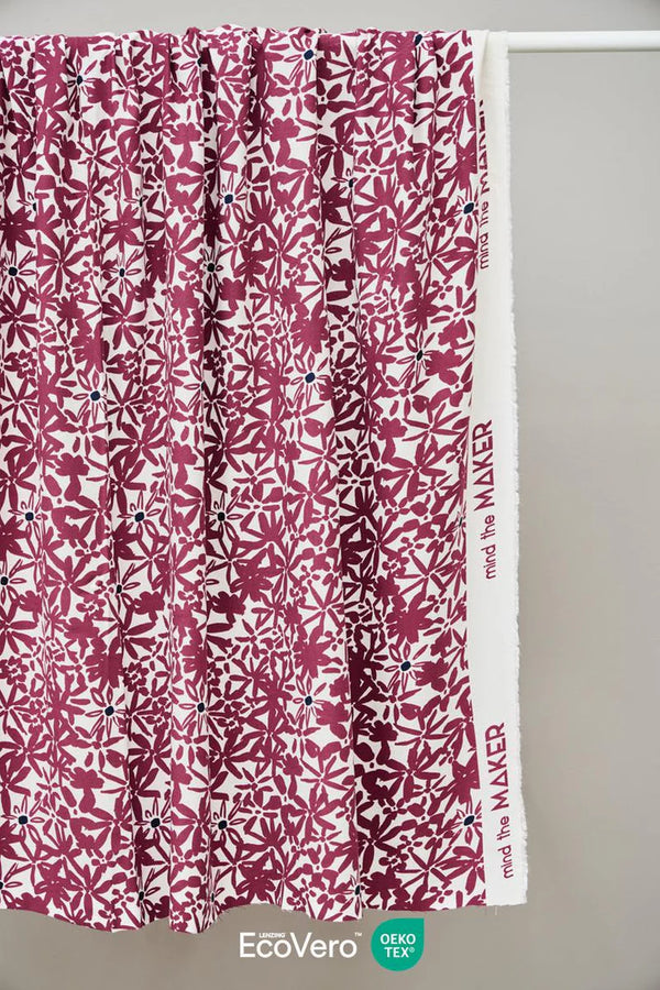 Crêpe de viscose "Flowery fuchsia" Eco-Vero de Mind the Maker (Prix pour 10cm)