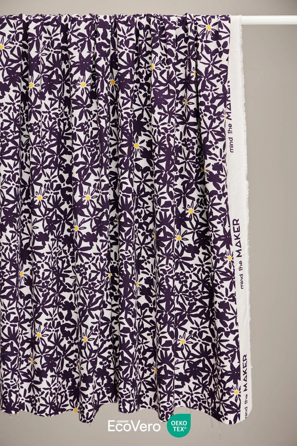 Crêpe de viscose "Flowery plum" Eco-Vero de Mind the Maker (Prix pour 10cm)