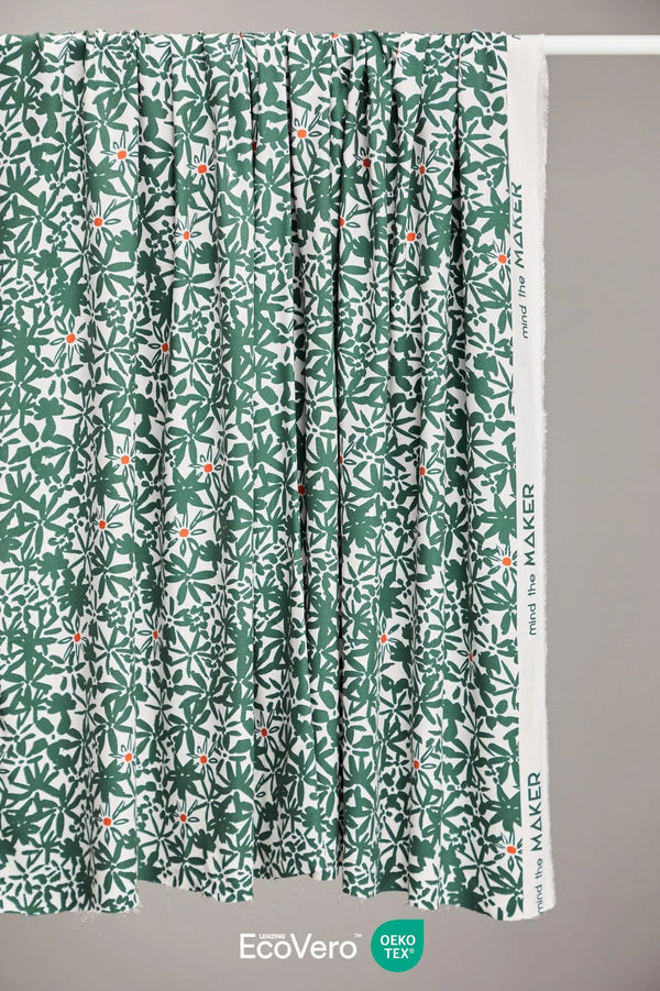 Crêpe de viscose "Flowery chalky green" Eco-Vero de Mind the Maker (Prix pour 10cm)
