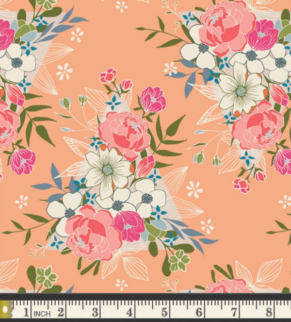 Superbe coupon 3m de popeline Art Gallery Fabrics - "Open hearts - flowers" - 110cm de large