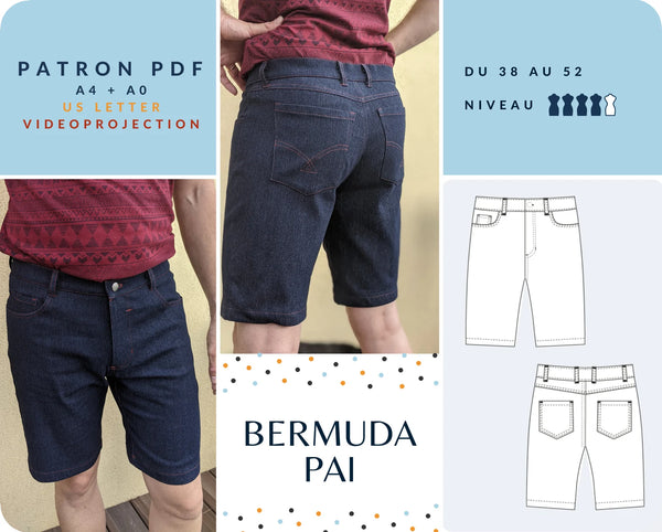 PDF - patron digital du bermuda homme Pai de Lamericana du 38 au 52 (Fr)