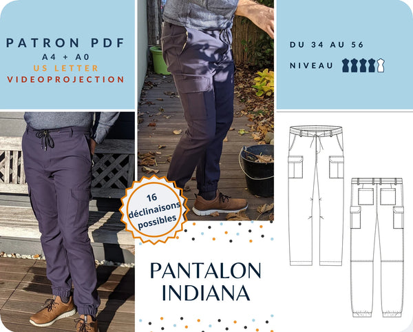 PDF - patron digital du pantalon homme Indiana de Lamericana du 34 au 56 (Fr) )