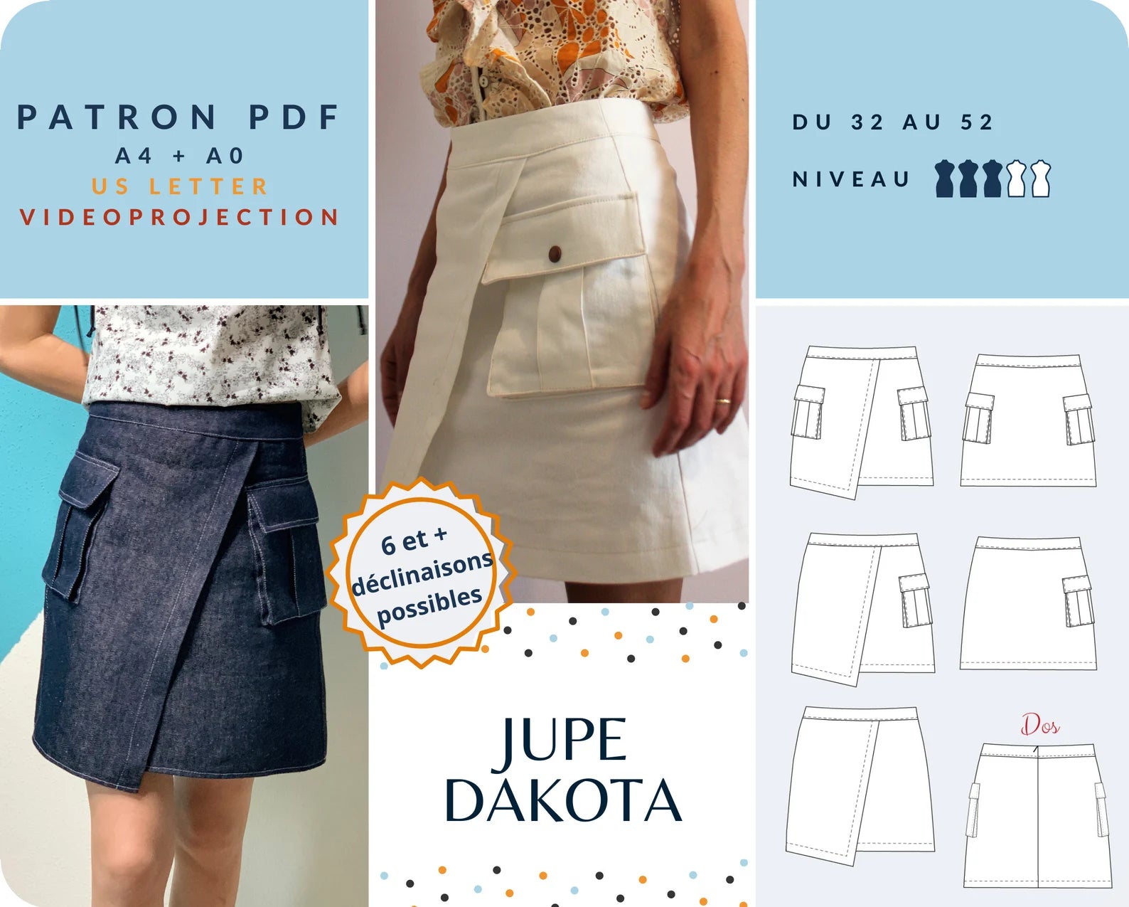 PDF - patron digital de la jupe Dakota de Lamericana du 32 au 52 - (Fr ...