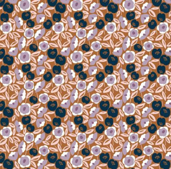 Superbe coupon 3m de popeline Cotton steel - "Glory chocolat" - 110cm de large