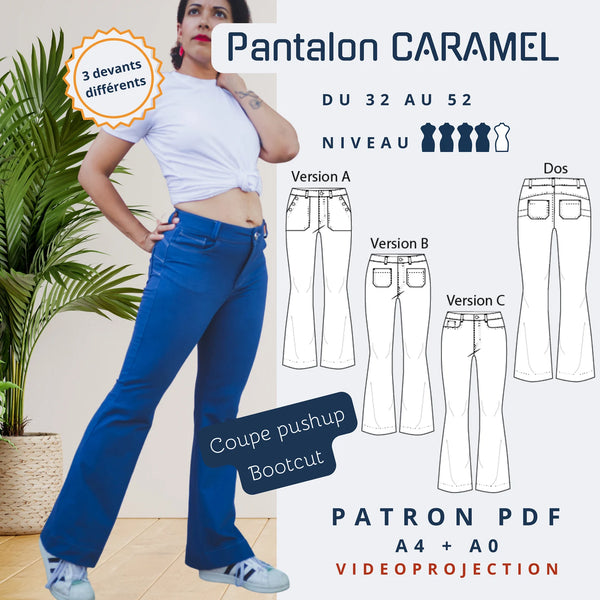 PDF - patron digital du pantalon/jeans caramel de Lamericana du 32 au 52 (Fr)