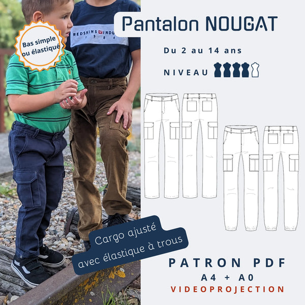 PDF - patron digital du pantalon cargo enfant Nougat de Lamericana du 2 au 14 ans (Fr)