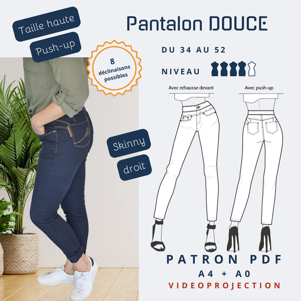 PDF - patron digital du pantalon/jeans Douce de Lamericana du 34 au 52 (Fr) )