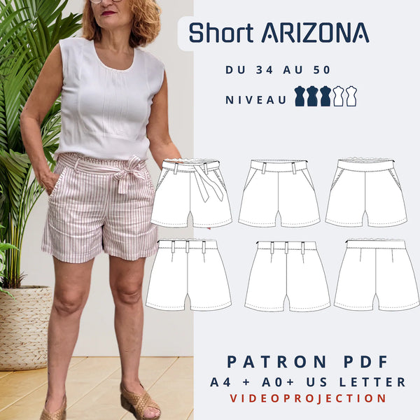 PDF - patron digital du short Arizona de Lamericana du 34 au 50 (Fr)