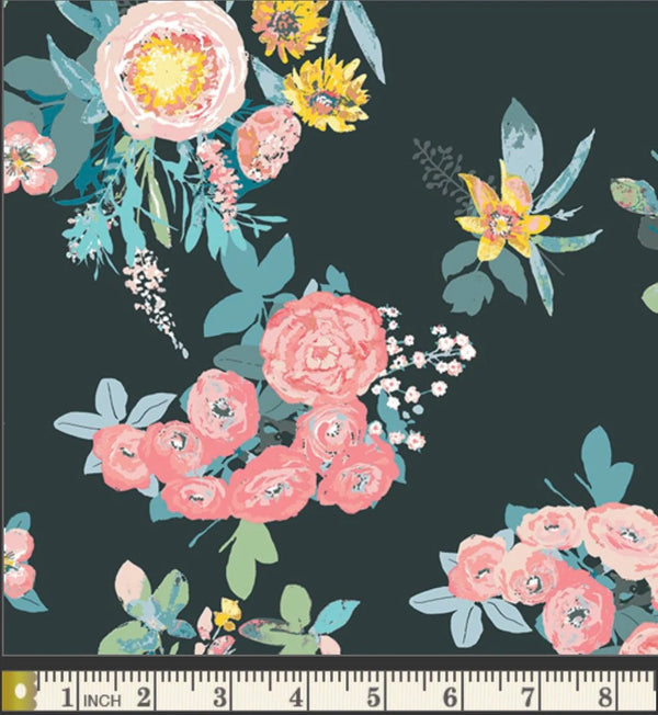 Superbe coupon 3m de popeline Art Gallery Fabrics - "Capri grosses fleurs" - 110cm de large