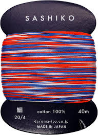 Fil sashiko de marque Daruma - Rouge/bleu  401 - 40m (prix à la pièce)