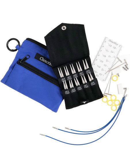 Set d'aiguilles circulaires  interchangeables twist blue "shorties" small de marque Chiaogoo  (prix pour le set)