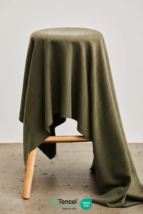 Jacquard de tencel - Lane jacquard de marque Meet Milk - Kaki  - certifié Oeko-tex et Lenzing (prix pour 10cm)