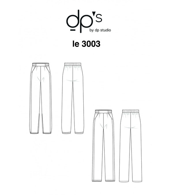 PDF - Patron digital - LE_3003_PDF Pantalons fluide taille élastique et poches italiennes de DP Studio du 34 au 48 (fr)
