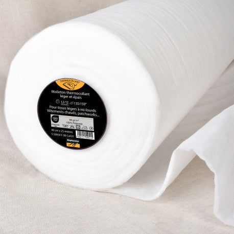 Tissu Molleton Thermocollant Léger Blanc 86g/m2 - (équivalent H630) blanc (prix au mètre)