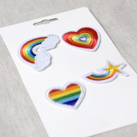 Carte de 4 patch thermocollant "arc en ciel"  - (prix à la pièce)