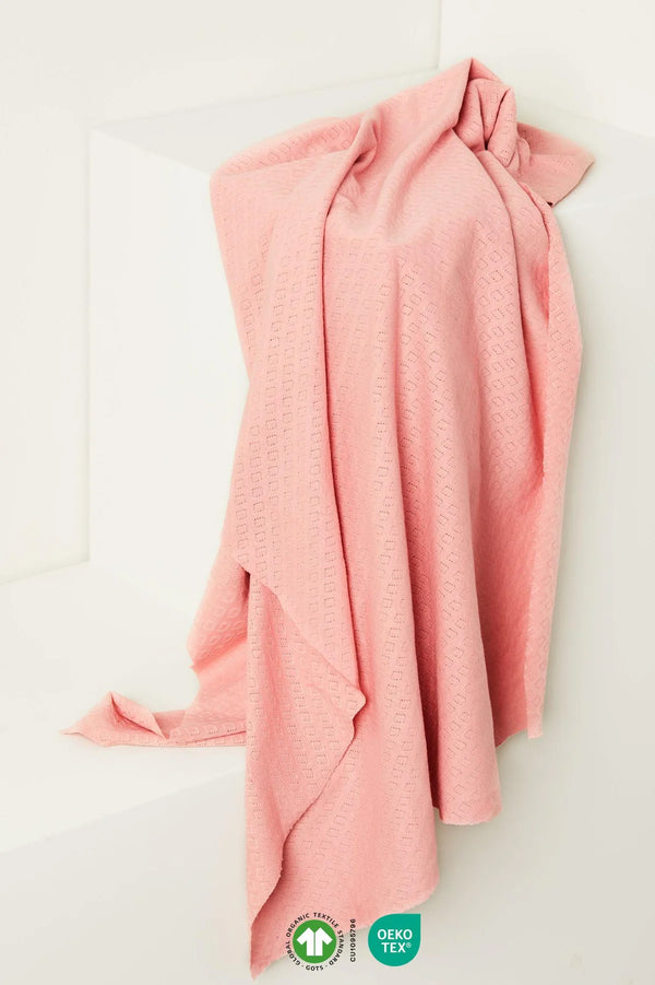 Pointelle 100% coton bio / GOTS - motif diamant - rose de marque Mind the Maker (prix pour 10cm)
