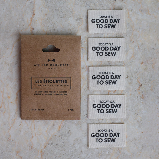 Lot de 5 étiquettes "Today is a good day to sew" de Atelier Brunette (prix pour le sachet de 5)