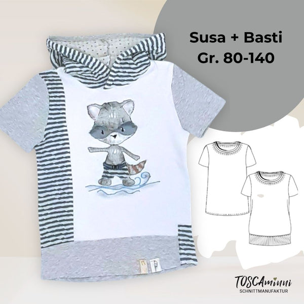 PDF - Patron digital du shirt Susa et Basti de TOSCAminni du 80 au 140 (fr)