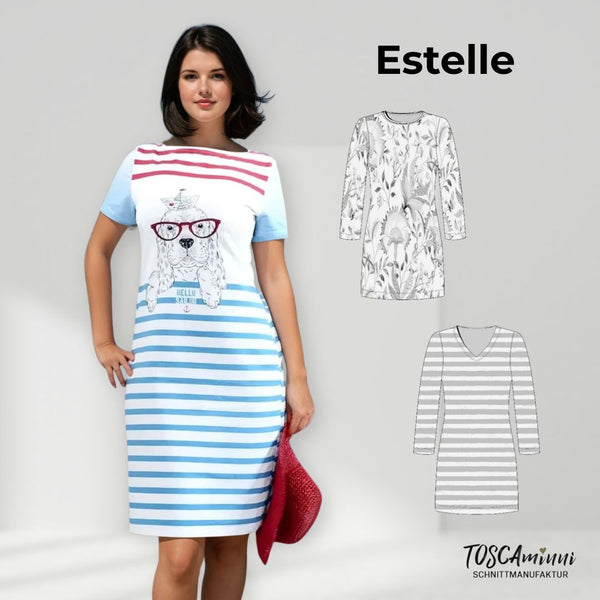 PDF - Patron digital de la robe Estelle de TOSCAminni du 34 au 46 (fr)