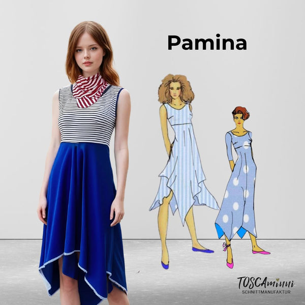 PDF - Patron digital de la robe et jupe Pamina de TOSCAminni du 34 au 54 (fr)