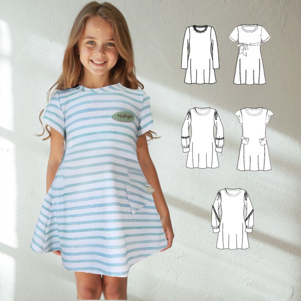 PDF - Patron digital de la robe enfant Coralie de TOSCAminni du 80 au 140cm (fr)