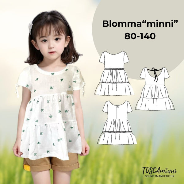 PDF - Patron digital de la tunique/robe enfant Blomma de TOSCAminni du 80 au 140cm (fr)