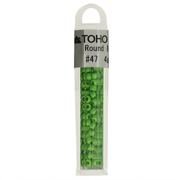 Perles de verre de marque japonaise Toho  couleur B-47 vert prairie (prix pour le tube de 4g)