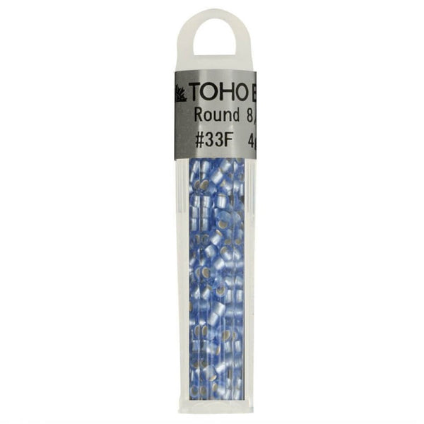Perles de verre de marque japonaise Toho  couleur 33 bleu argenté (prix pour le tube de 4g)