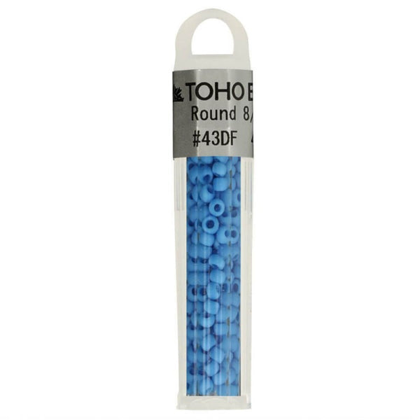 Perles de verre de marque japonaise Toho  couleur 43DF bleu mat (prix pour le tube de 4g)