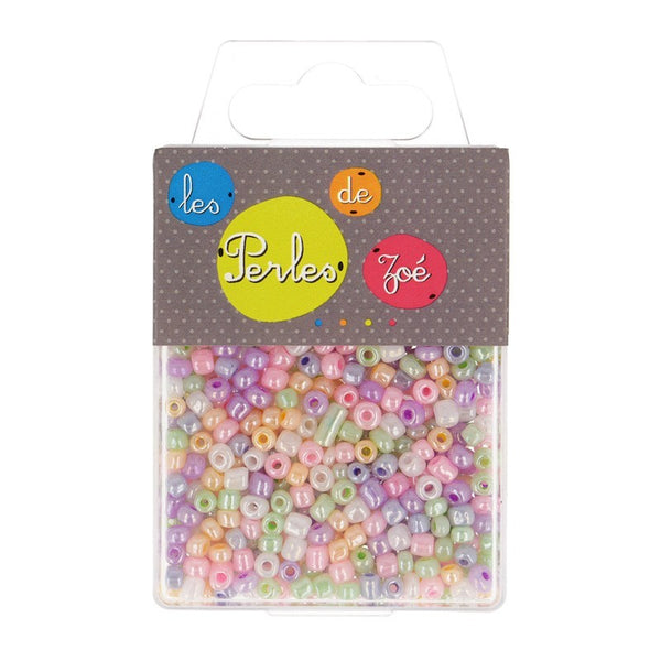 Perles de verre mélange pastel  4mm (prix pour la boite de 40g)