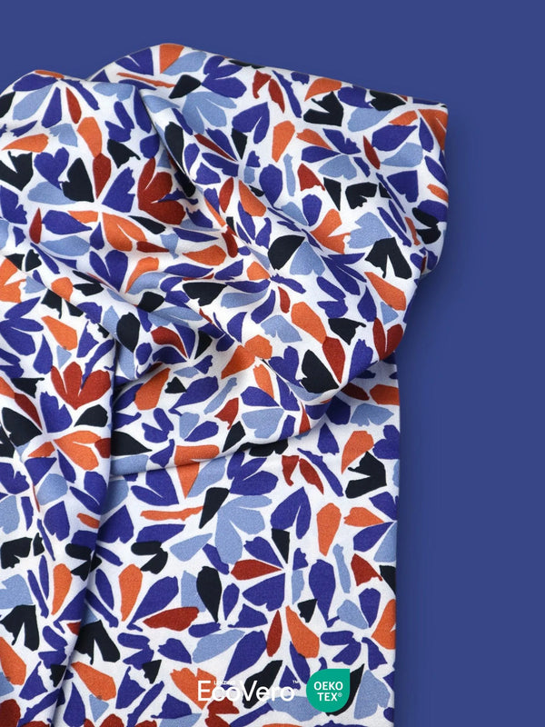 Crêpe de viscose " Petra blue" Eco-Vero de Mind the maker (Prix pour 10cm)