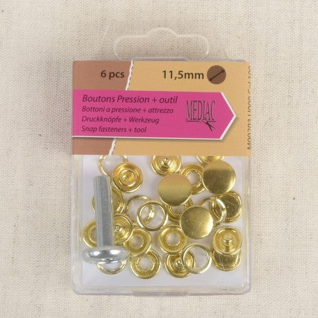 Pressions 11,5mm de diamètre pour tissu léger - plusieurs coloris (prix pour le set de 6 pressions)