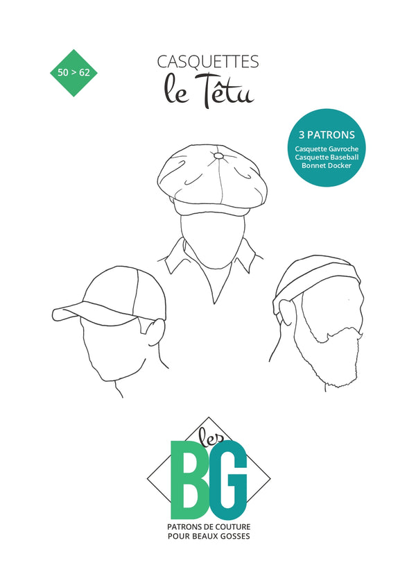 Patron pochette trio de casquettes le têtu pour homme des patrons les BG (fr)