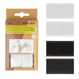 Ruban accrochant à coudre - velcro blanc ou noir (prix au set de 20mmX60cm)