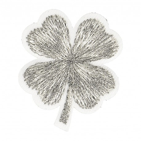 Patch thermocollant / trèfle lurex argenté - (prix à la pièce)