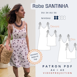 PDF - patron digital du top et de la robe Santinha de Lamericana du 34 au 56 (Fr)