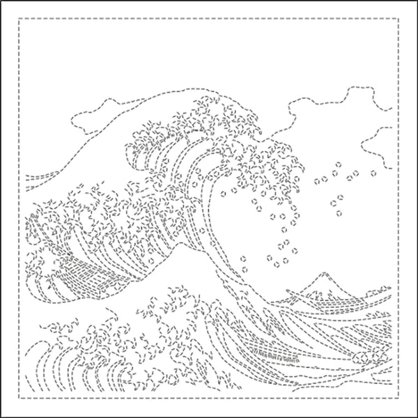 Toile blanche Hana-Fukin "La grande vague" pour la réalisation de broderie Sashiko (prix pour le coupon de 34cmX34cm)
