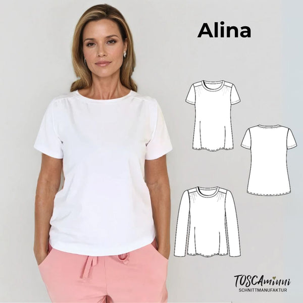 PDF - Patron digital du tee-shirt Alina de TOSCAminni du 34 au 54 (fr)